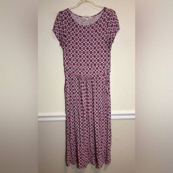 Boden Amelie Jersey Midi Dress in Pink Power Botanic Tile Size US 8 - Picture 6 of 10